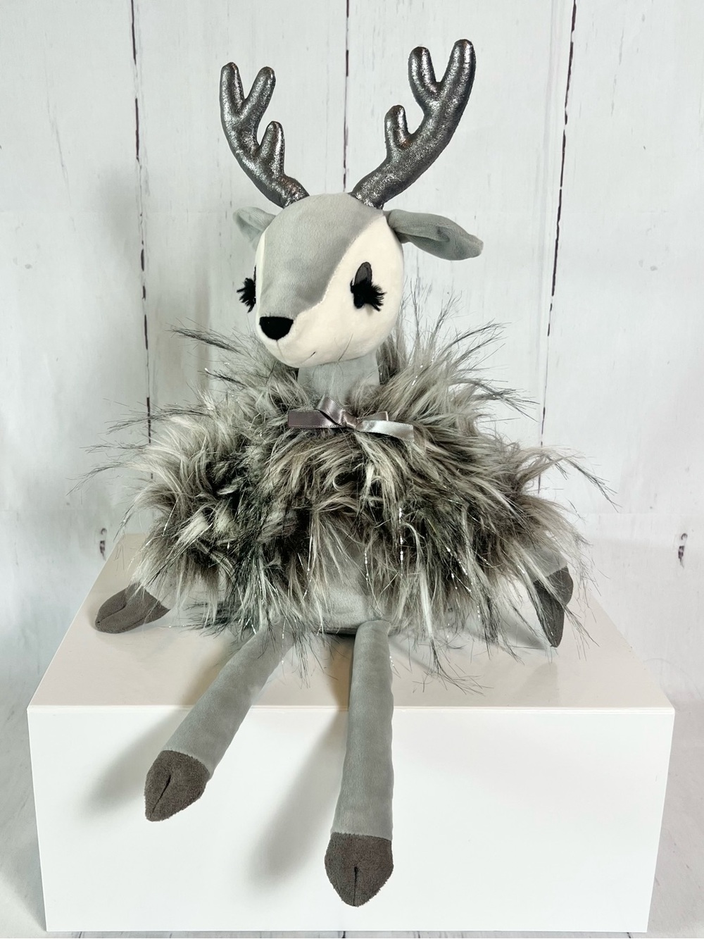 Jellycat Large Liza Reindeer Plush Retired Rare Gray Silver Shimmer Christmas